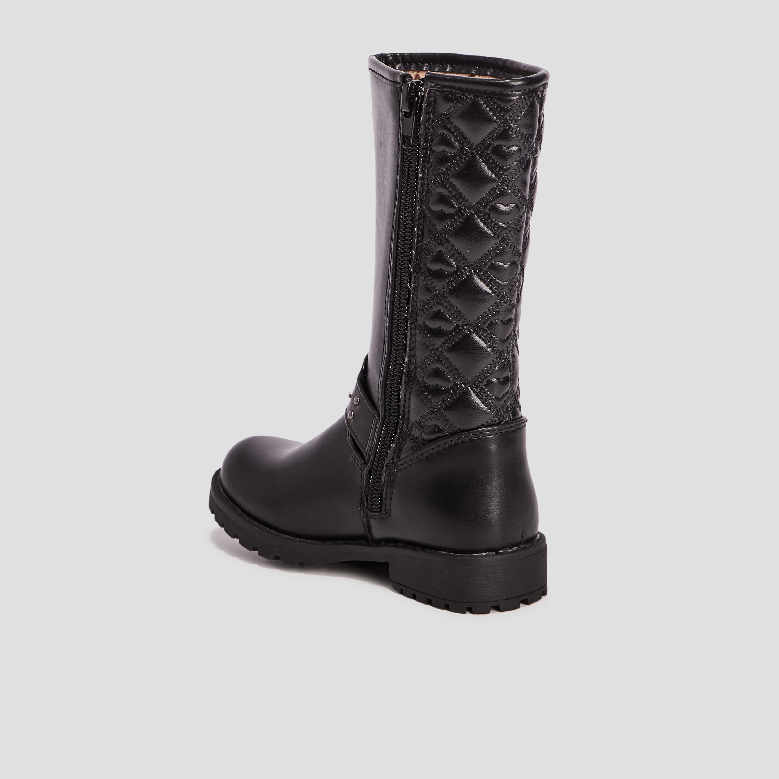 Bottes zippées matelassées noir fille | La Halle