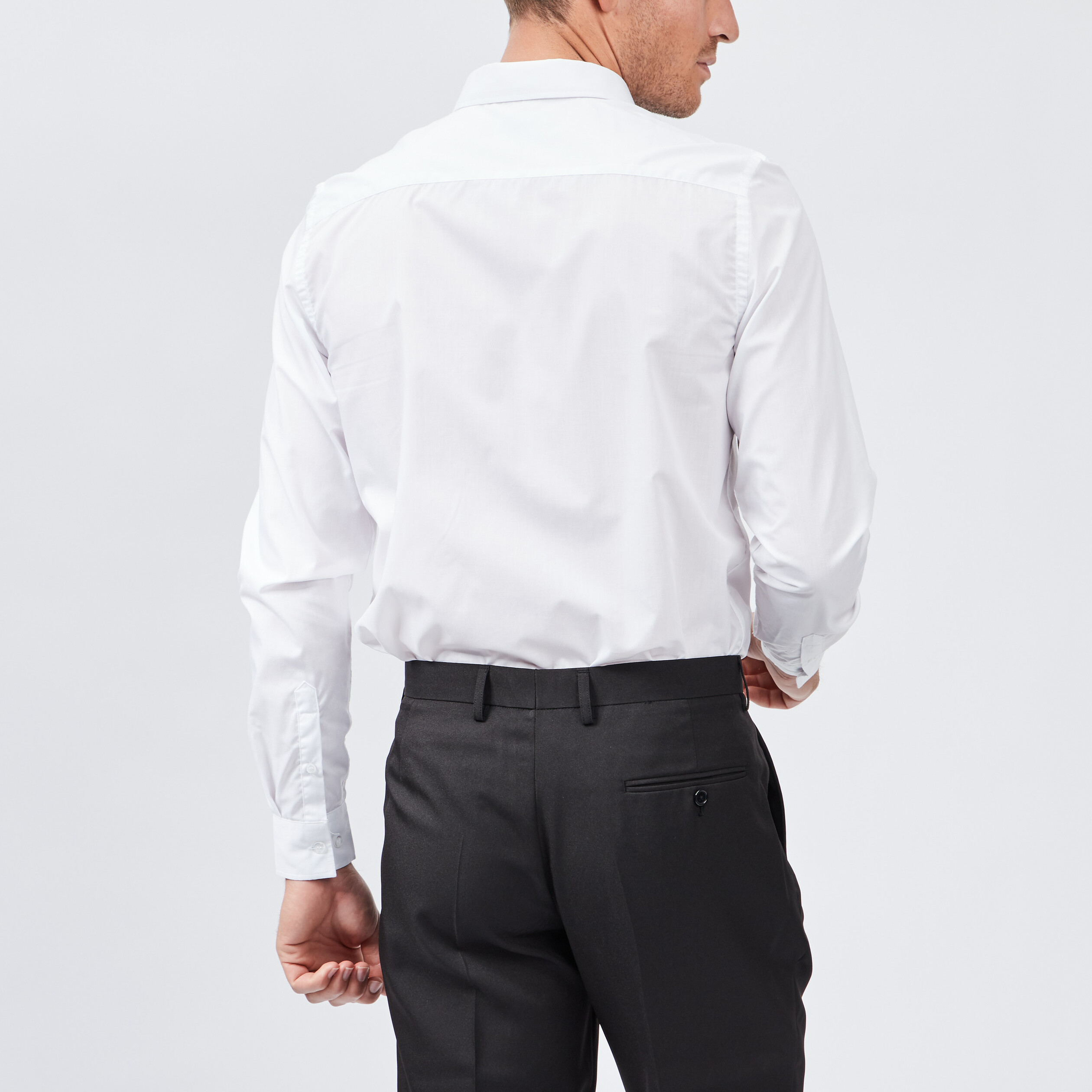 Chemise coupe ajustée manches longues blanc homme | La Halle