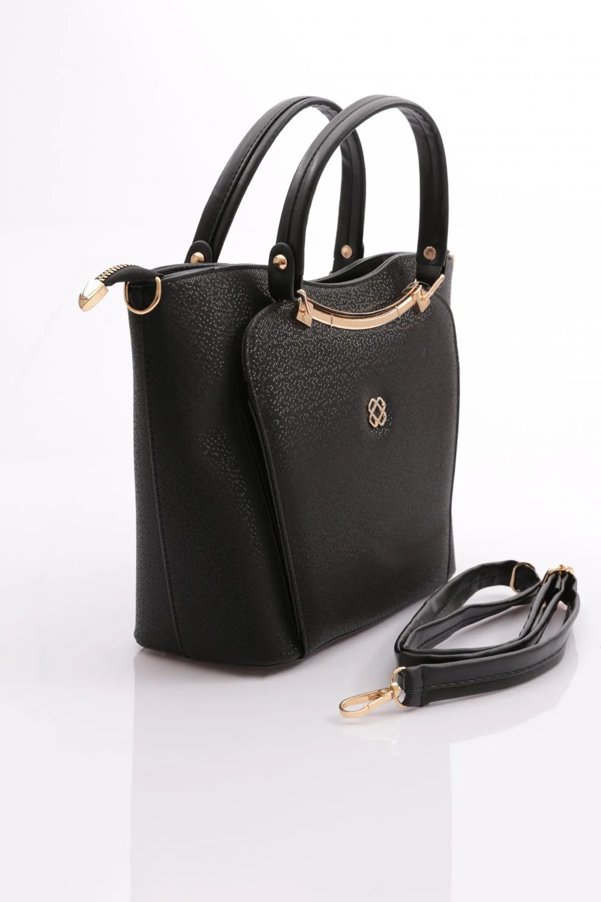 DGN  Modell 3260 - Schwarze Schulter- und Handtasche mit Mosaikmuster für Damen