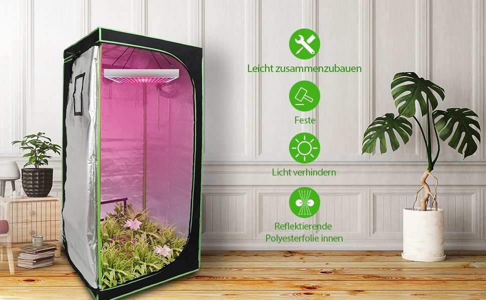 Lospitch Anlehngewächshaus BxTxH: 40*40*120CM, Growbox Anbau Zelt Growzelt