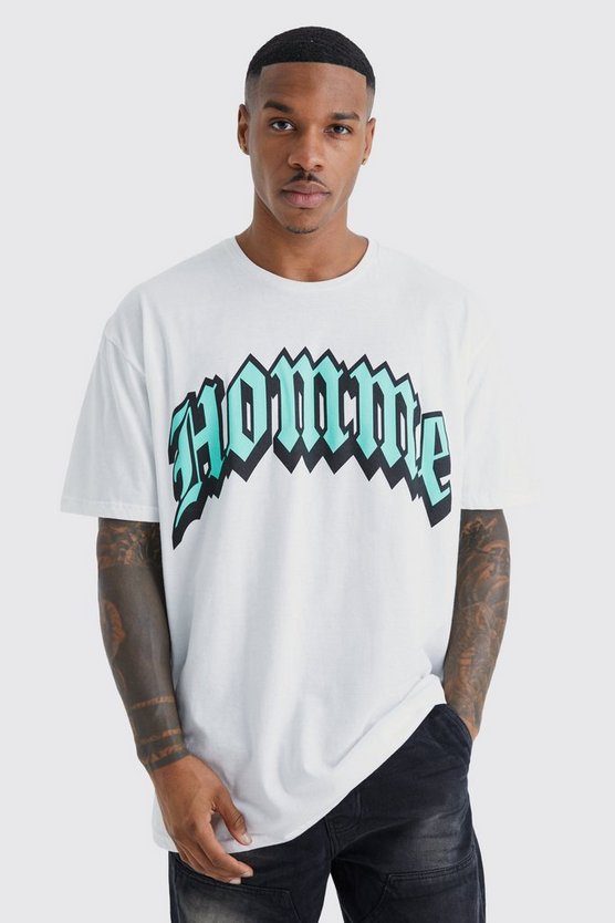 Oversize T-Shirt mit Homme Print
