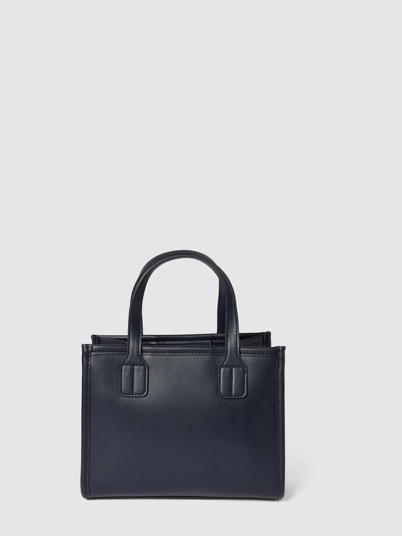 Handtasche mit Label-Applikation Modell 'CITY' in marineblau