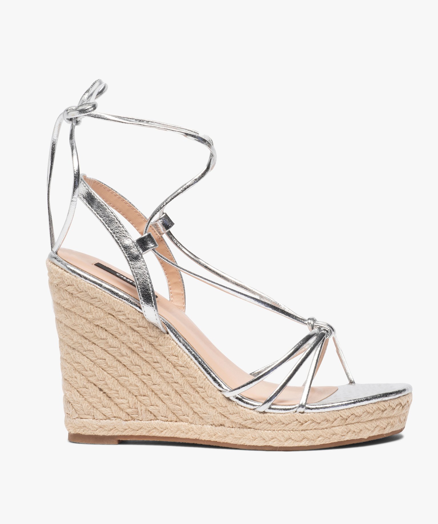 Sandales femme à talon compensé et fines brides Only argent | GEMO