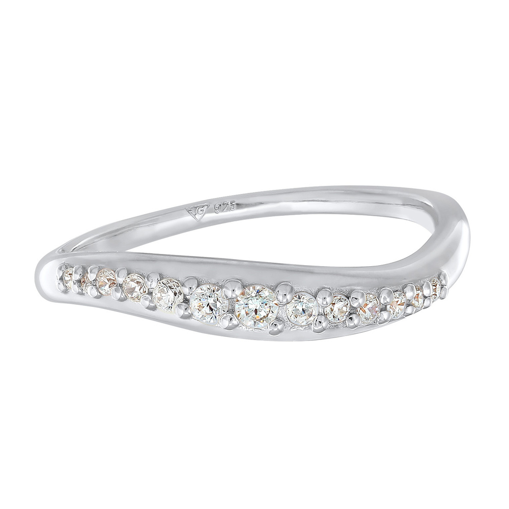 Elli Elli Bague Femmes Piles Courbes Élégant avec cristaux de zirconium en argent ster Bague