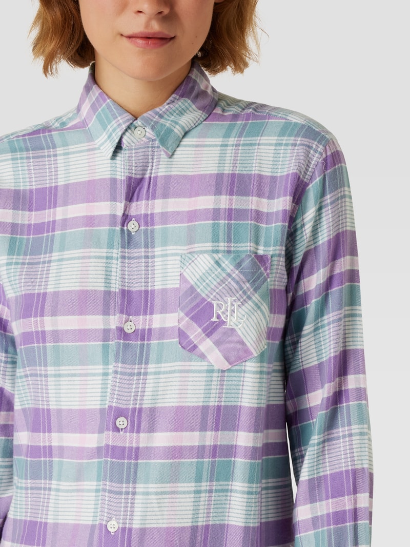 Nachthemd mit Label-Stitching in lila