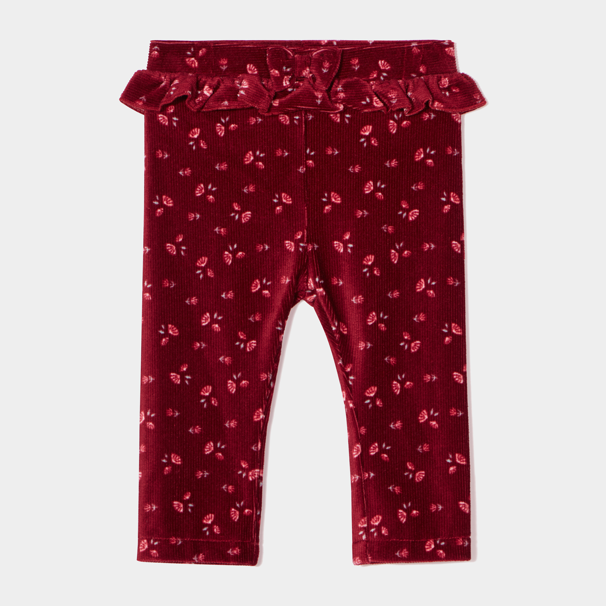 Legging à volants velours côtelé bordeaux bébé fille | La Halle
