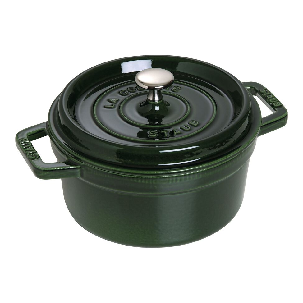 Cocotte 22 cm, rund, Basilikum-Grün, Gusseisen