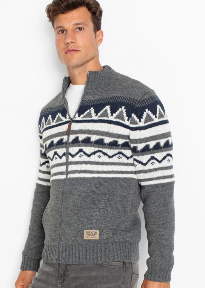 Norweger-Strickjacke mit Fleecefutter