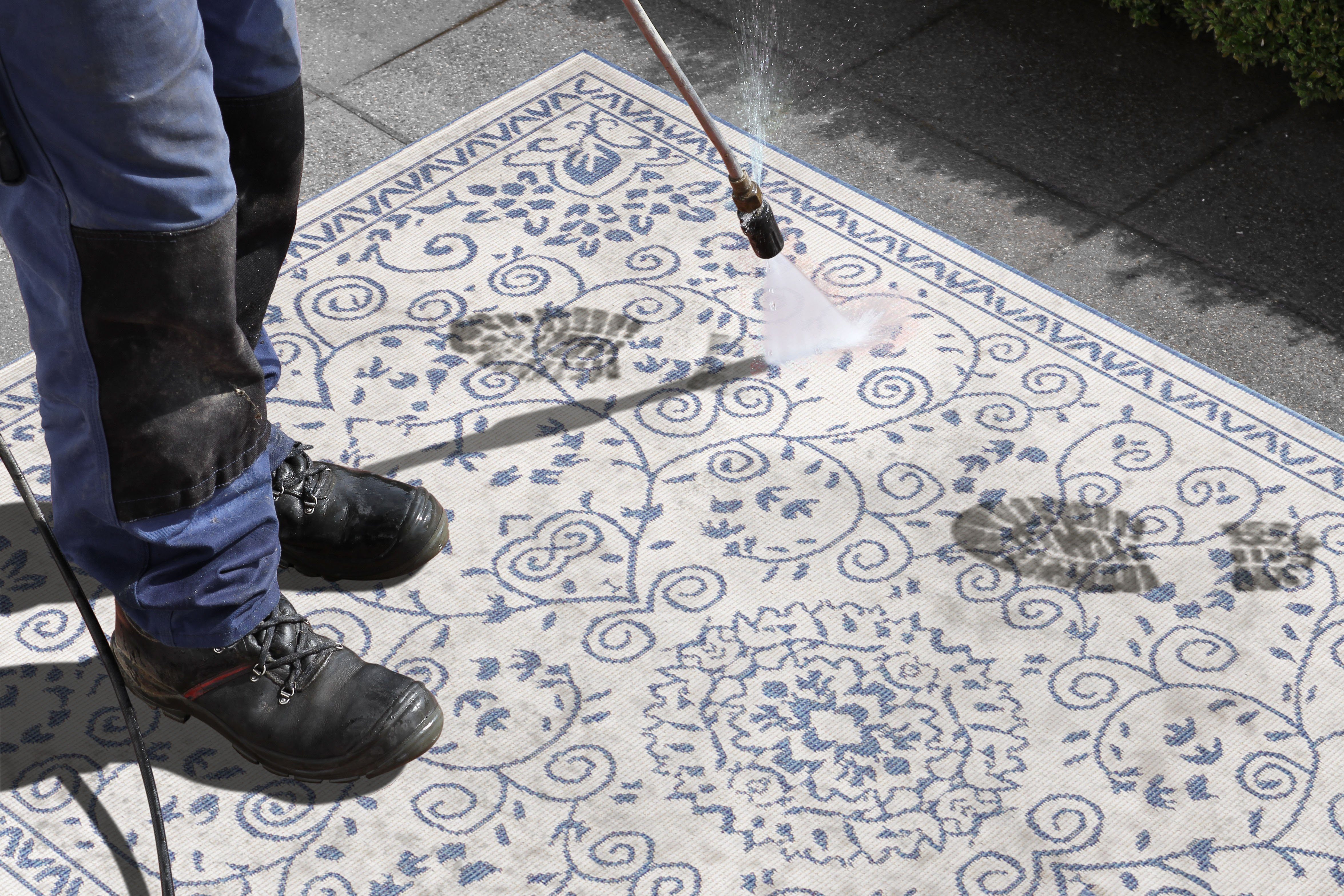 Teppich LEYTE Wendeteppich, NORTHRUGS, rechteckig, Höhe: 5 mm, In-& Outdoor, Teppich, Vintage, Wetterfest, Balkon, Garten, Wohnzimmer