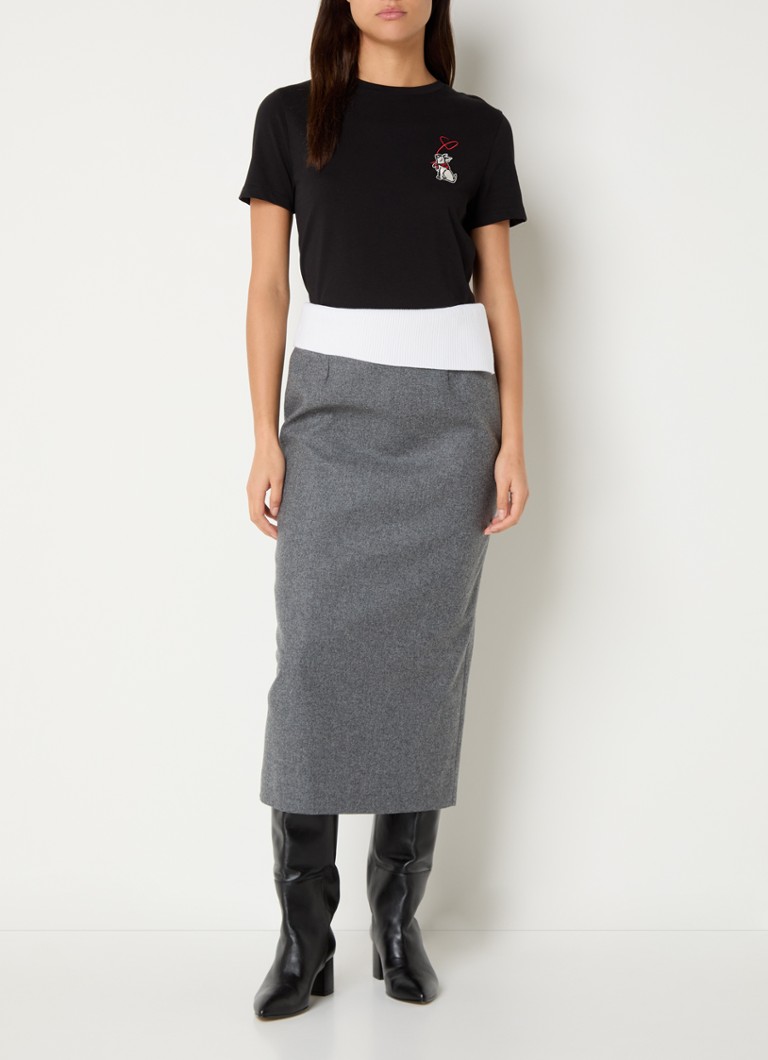 Claudie Pierlot Swini Midi-Bleistiftrock aus Wollmischung mit Schlitz
