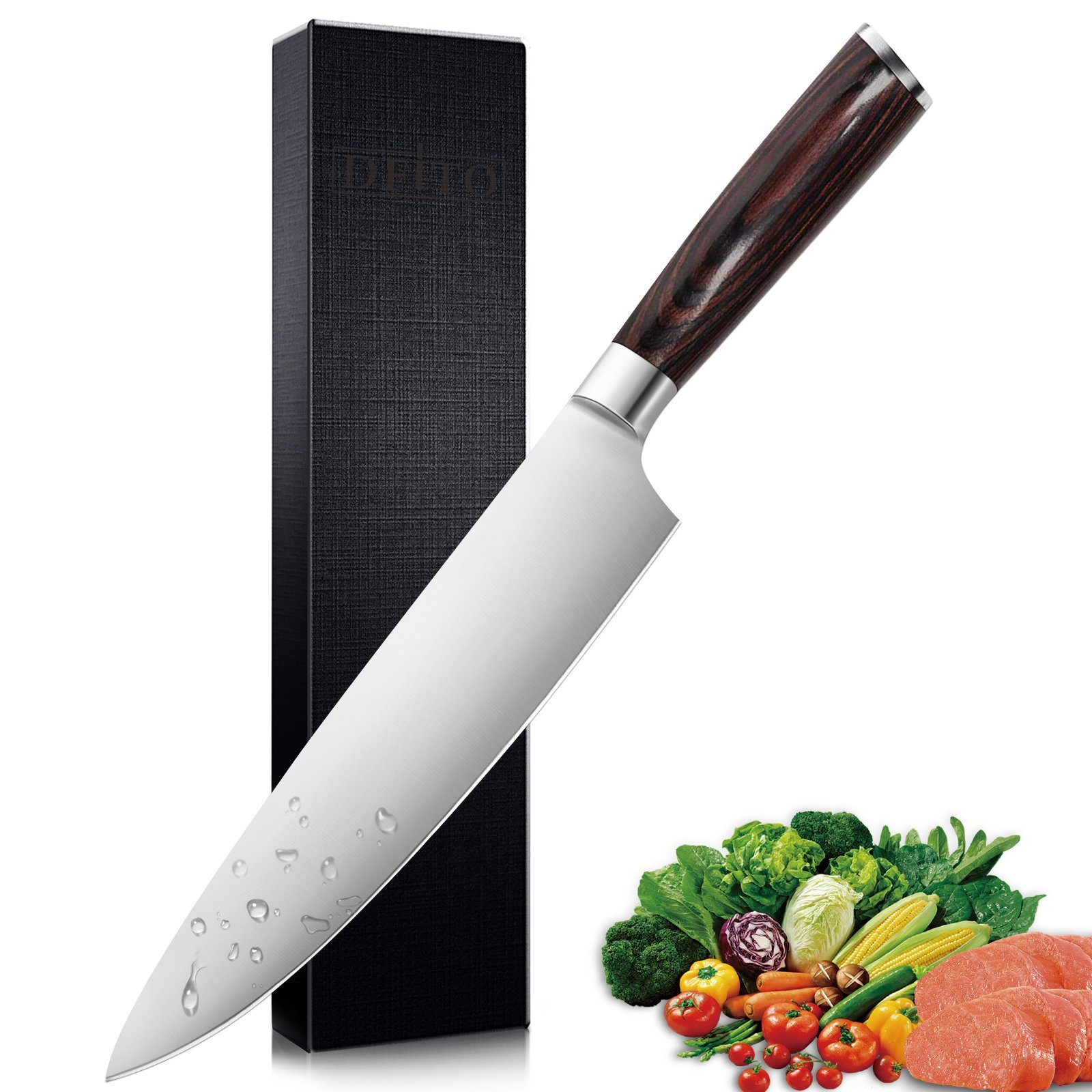MDHAND Kochmesser 20cm Kochmesser Küchenmesser Fleischmesser, Mit Geschenkbox