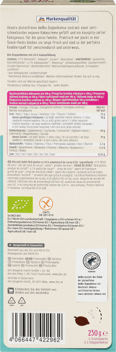 Kekse, Doppelkekse, glutenfrei, 230 g
