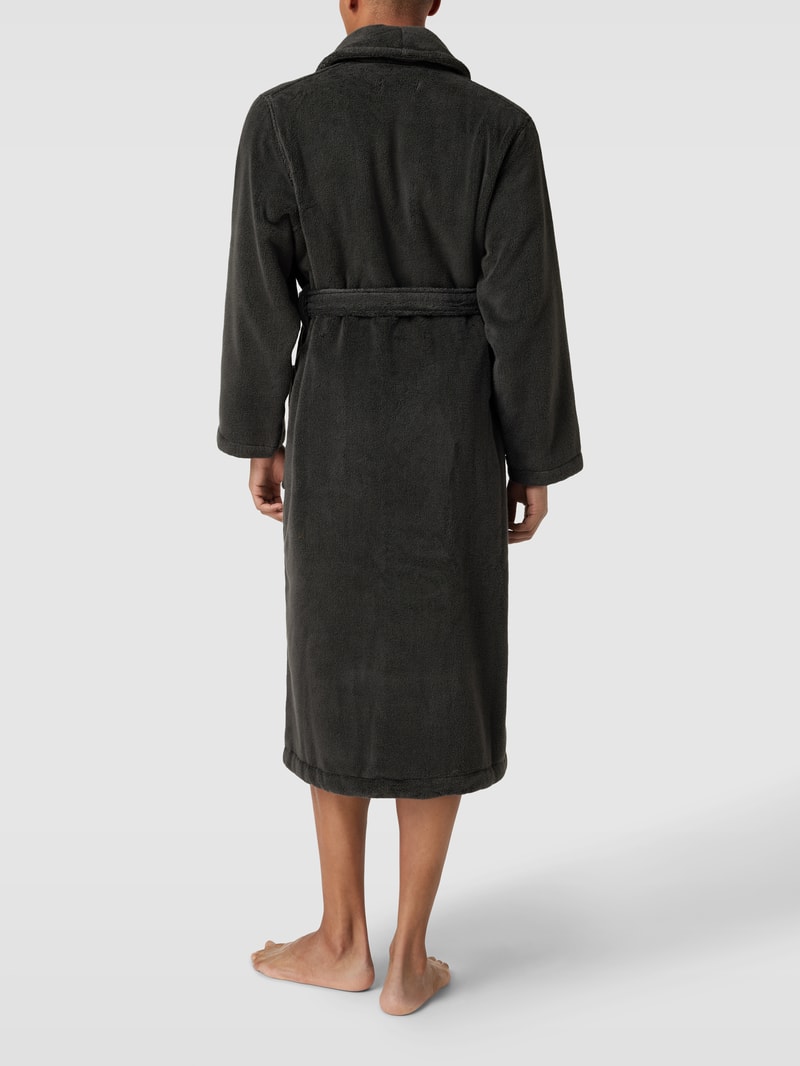 Bademantel mit Label-Stitching in dunkelgrau