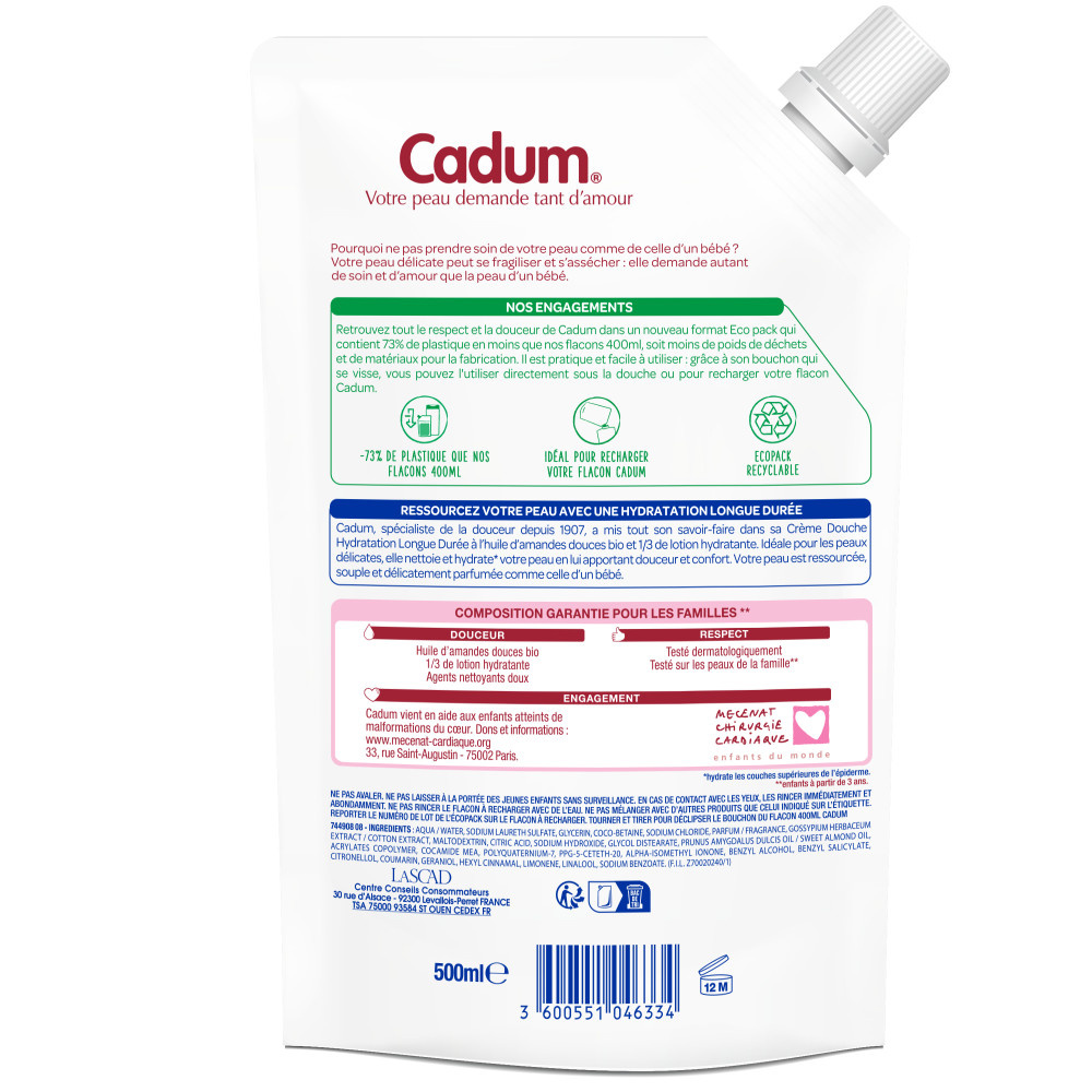 cadum Hydratation Longue Durée Crème Douche