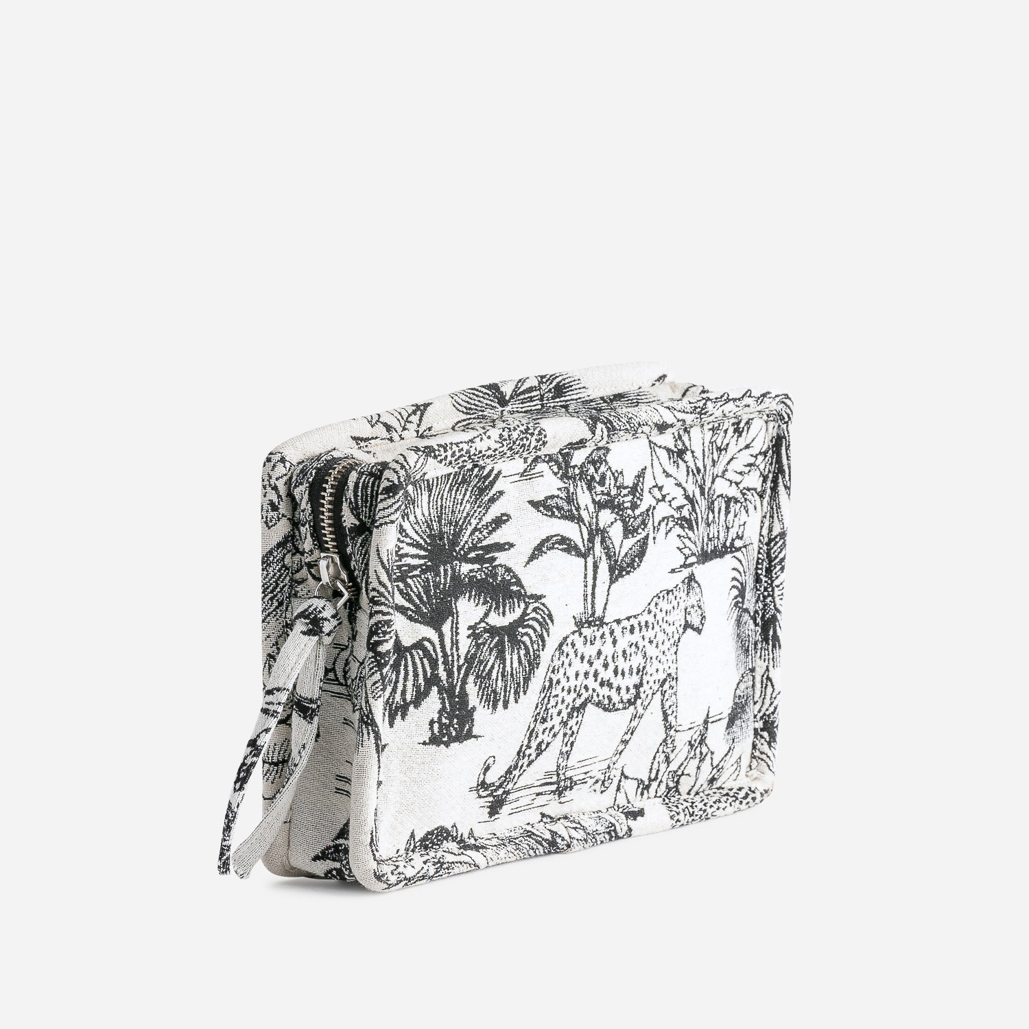 Pochette noire jacquard à motif jungle