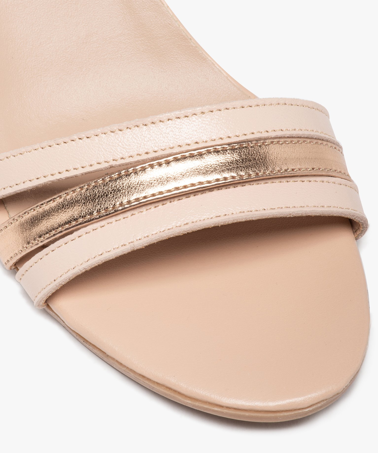 Sandales femme à talon dessus fines brides cuir - Tanéo rose | GEMO