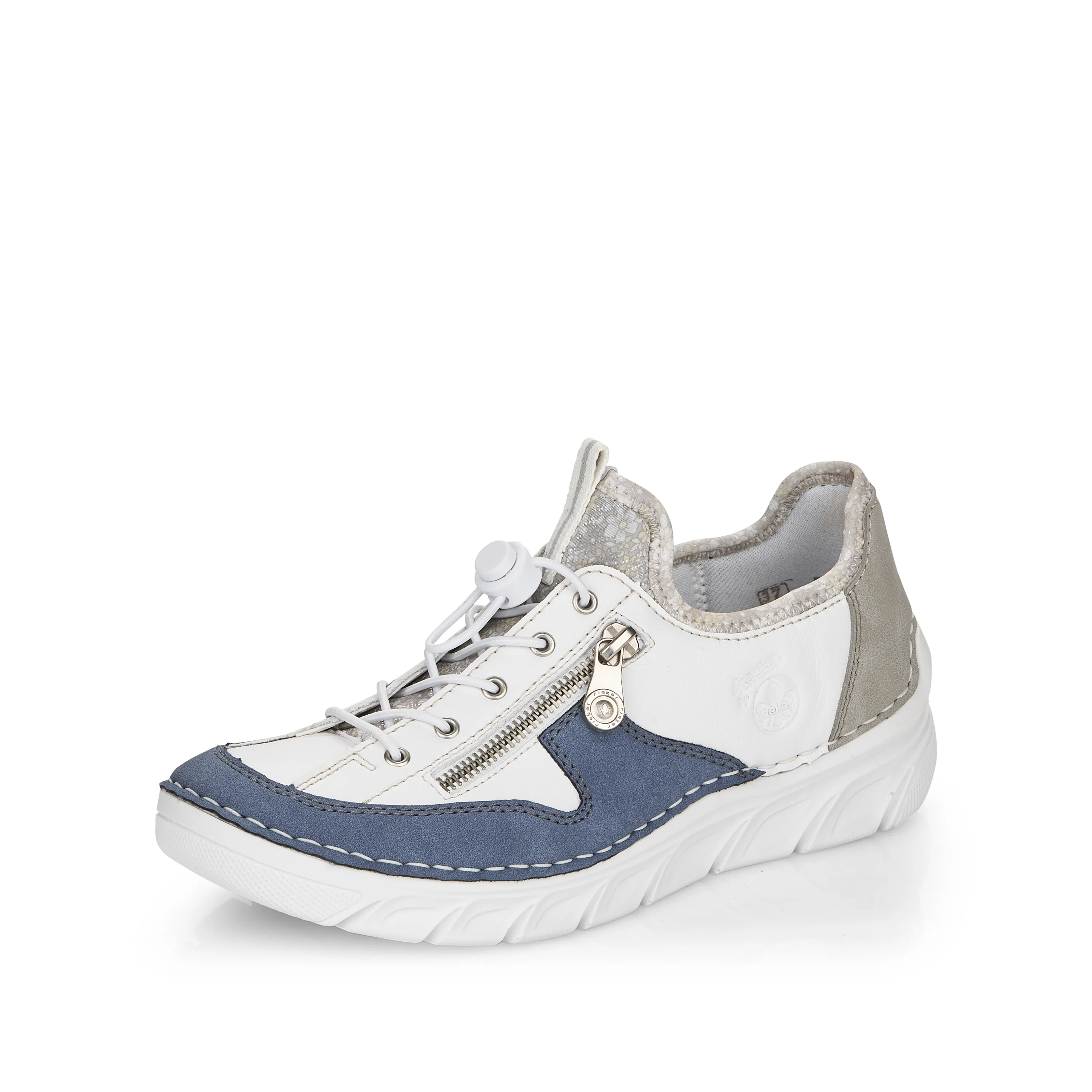 Rieker Damen Slipper reinweiß-ozeanblau