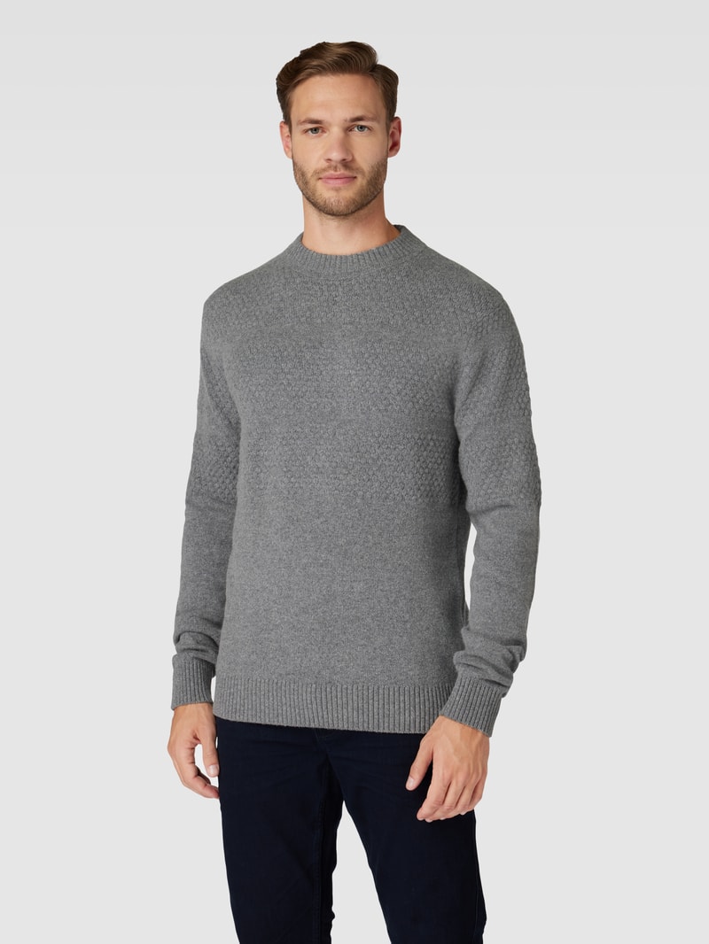 Strickpullover mit Rundhalsausschnitt Modell 'SKIPPER' in mittelgrau