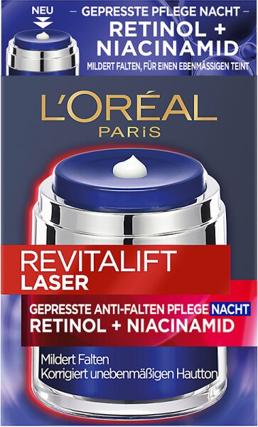 L'Oréal Paris Revitalift Laser Gepresste Anti-Falten Pflege Nacht Retinol + Niacinamid Gesichtscreme