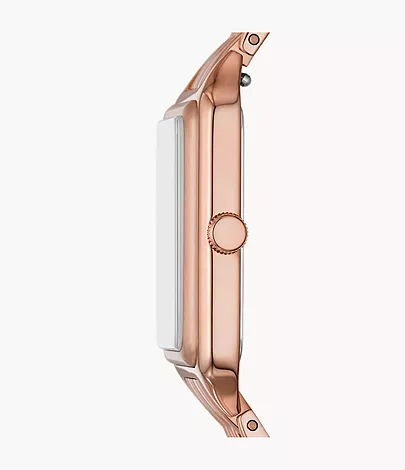 Fossil Uhr Raquel 3-Zeiger-Werk Datum Edelstahl roségoldfarben