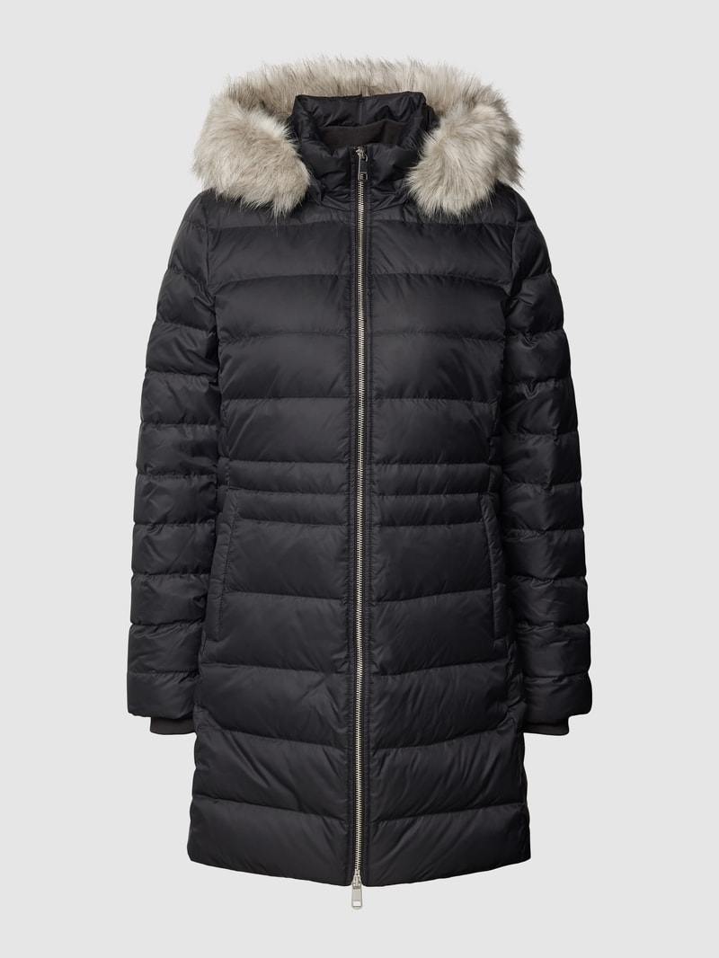 Steppmantel mit Kapuze in schwarz