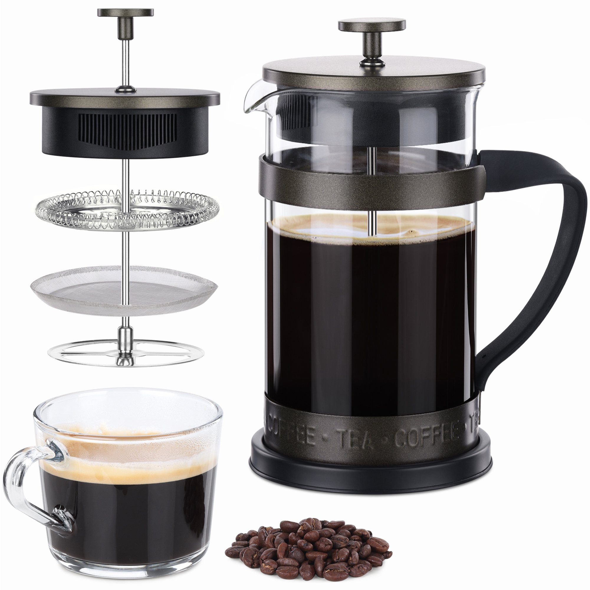 Navaris French Press Kanne French Press Kaffeebereiter mit Edelstahl Filter - 1000ml Stempelkanne
