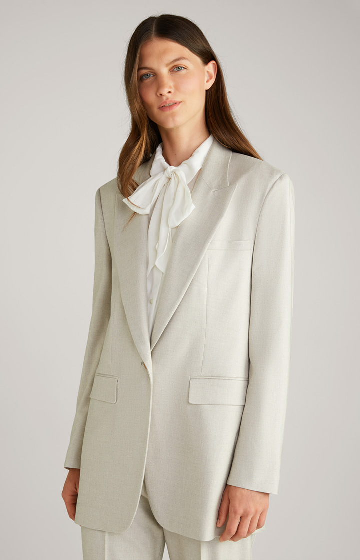 Jersey-Long-Blazer in Hellbeige meliert