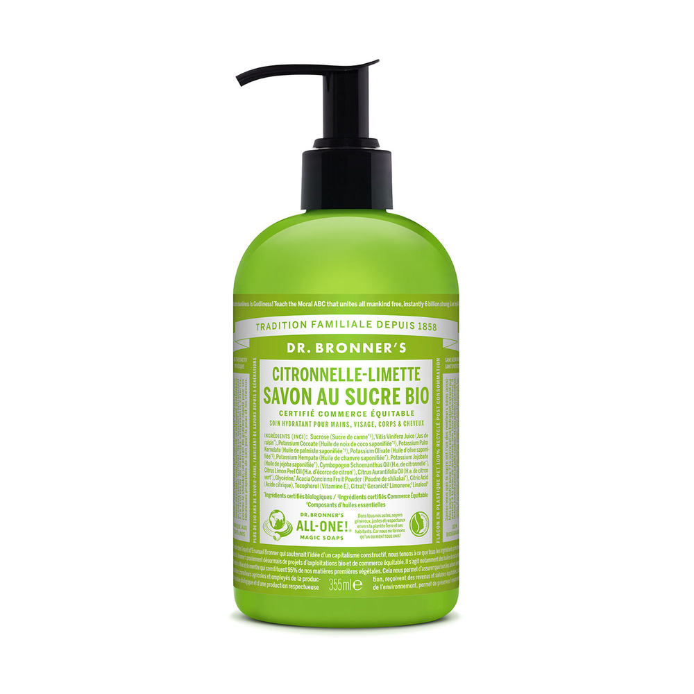 Dr Bronner's Dr Bronner's - Savon au sucre BIO Citronelle-Limette - 355ml Savon au sucre