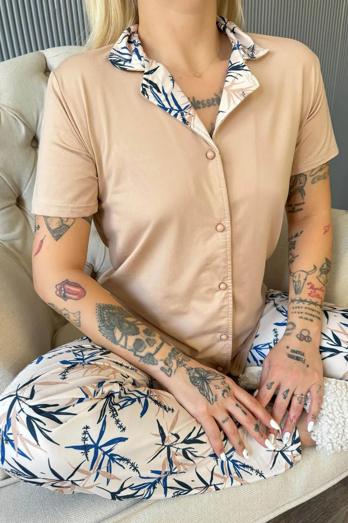 Pijamaevi  Pyjama set - Rosa - Unifarben