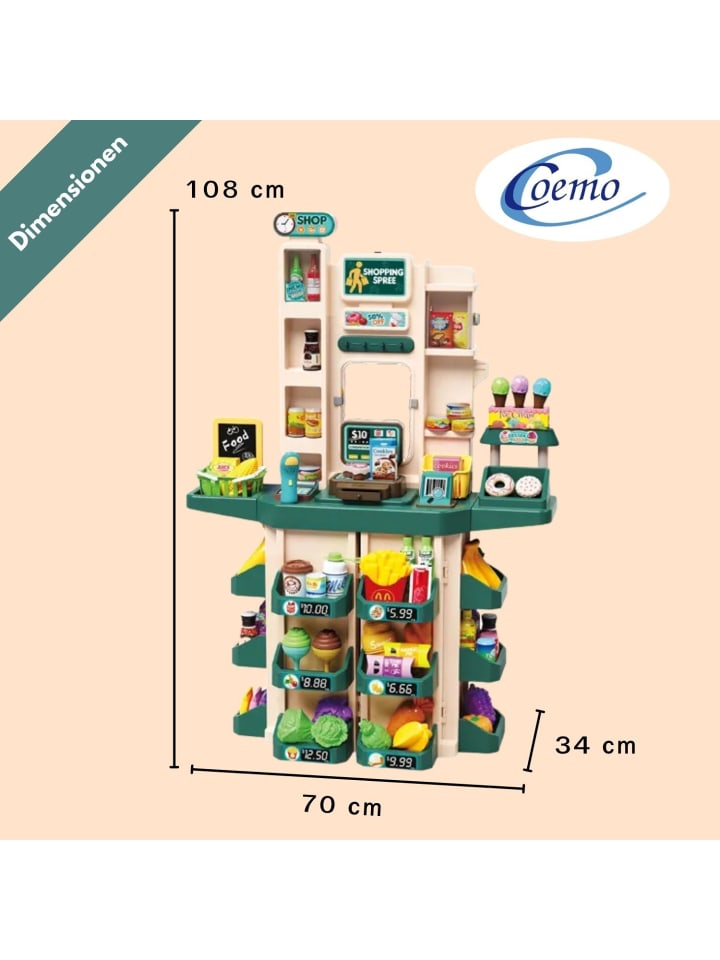 Coemo Supermarkt Florian Kaufladen mit viel Zubehör - ab 3 Jahren in Türkis günstig kaufen onesize