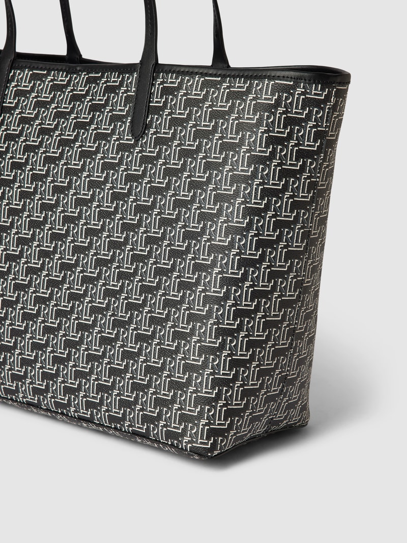 Tote Bag mit Allover-Logo Modell 'COLLINS' in schwarz