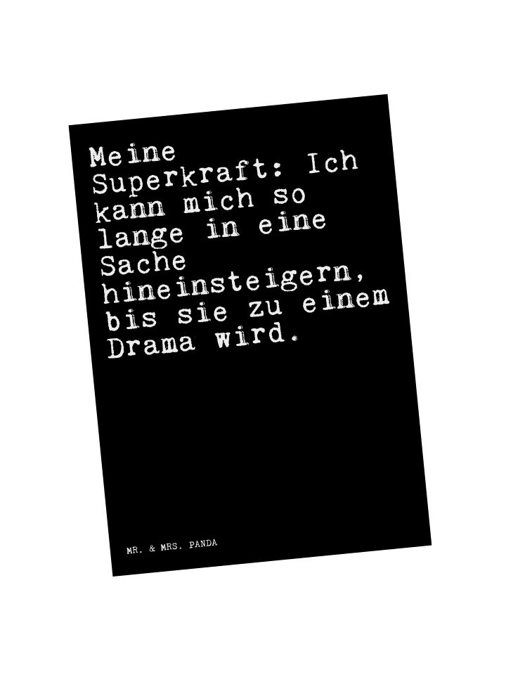 Mr. & Mrs. Panda Postkarte Meine Superkraft: Ich kann... mit Spruch in Schwarz günstig kaufen onesize