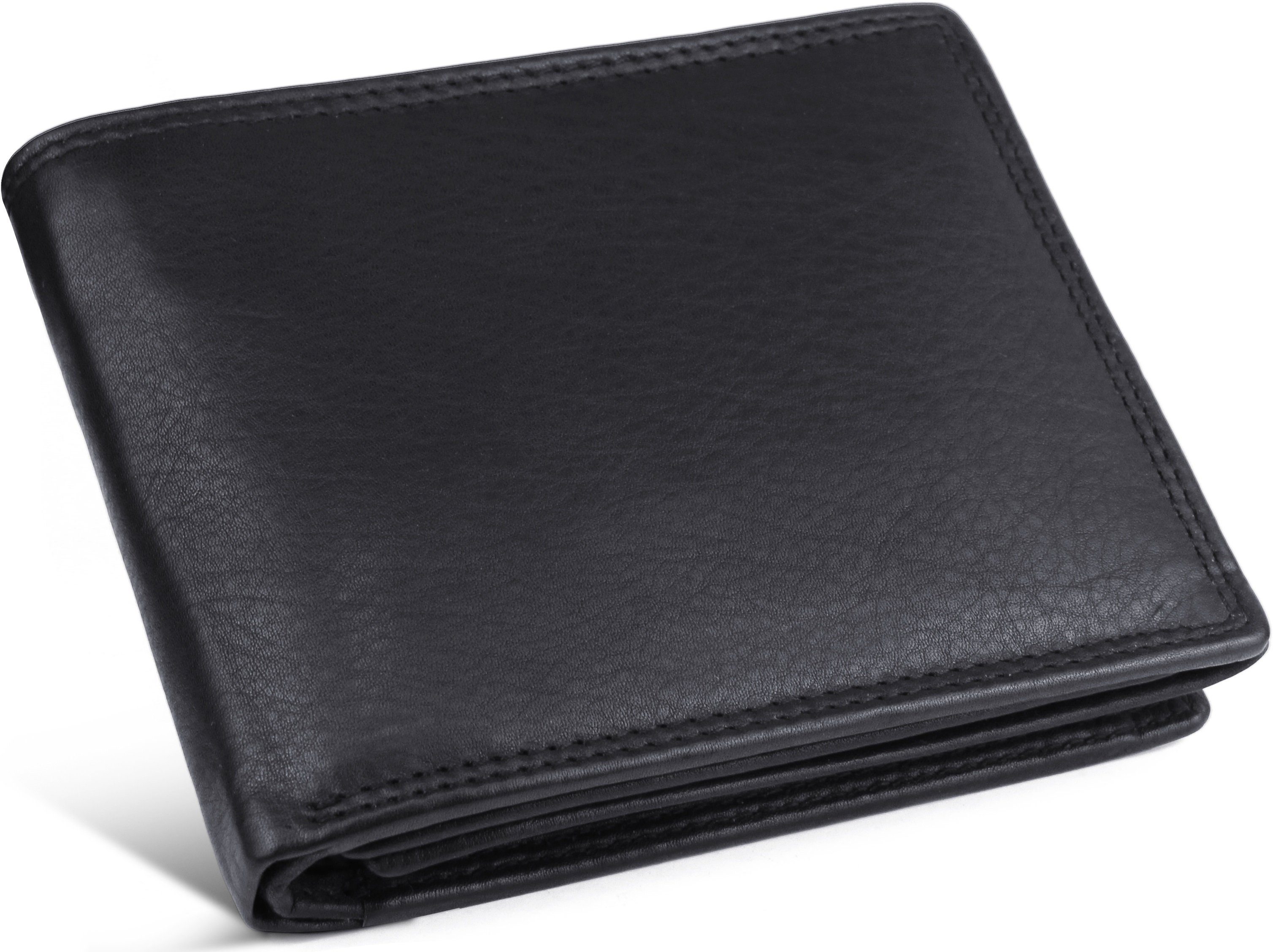 Frentree Geldbörse 12 Kartenfächer und RFID-Schutz, aus echtem Nappaleder, Querformat Portemonnaie, mit Geschenkbox, Herren