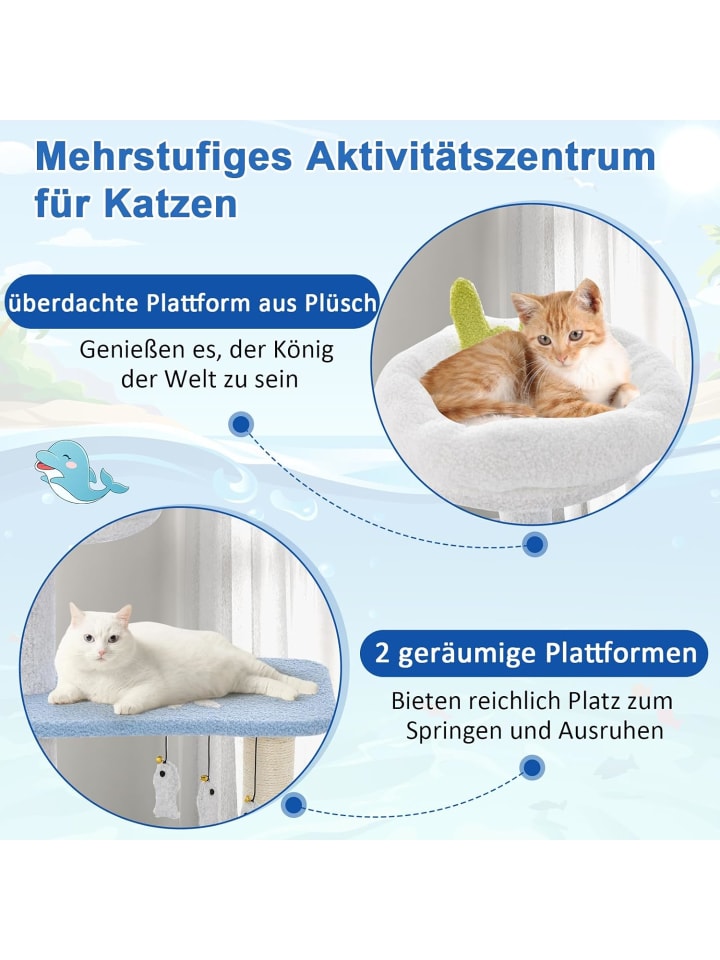 COSTWAY Kratzbaum 4-stöckig in Blau günstig kaufen onesize