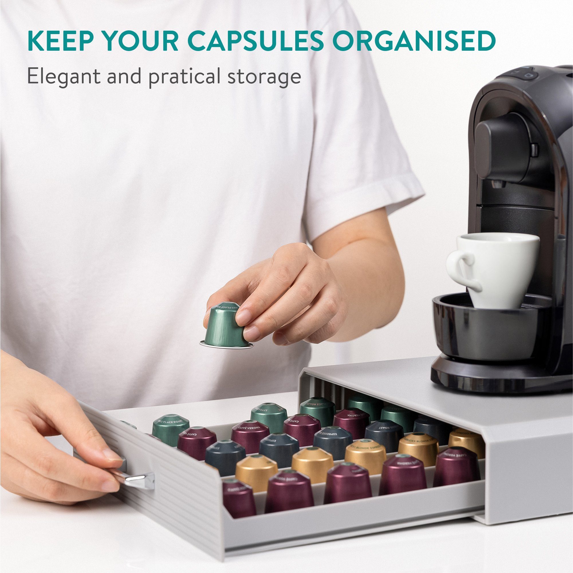 Navaris Kapselspender Kapselhalter kompatibel mit Nespresso Kapseln - für 50 Kapseln