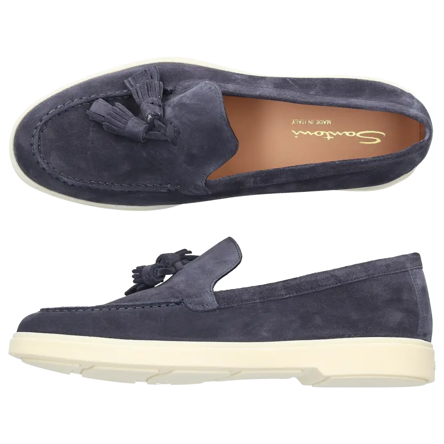 Santoni - Loafer 58744 Veloursleder - blau