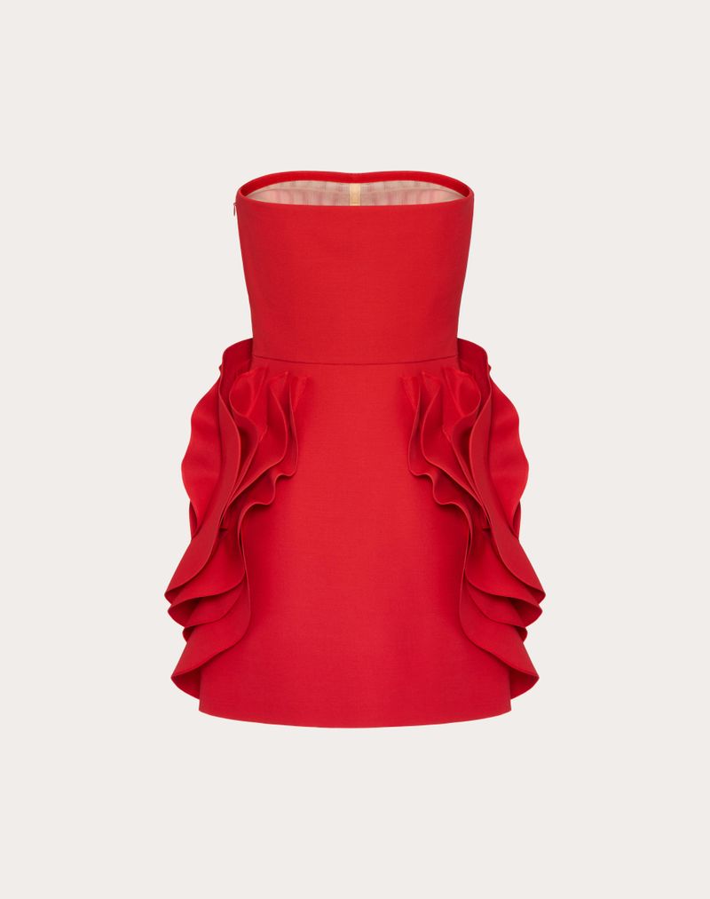 VESTIDO CURTO DE CREPE DE ALTA COSTURA