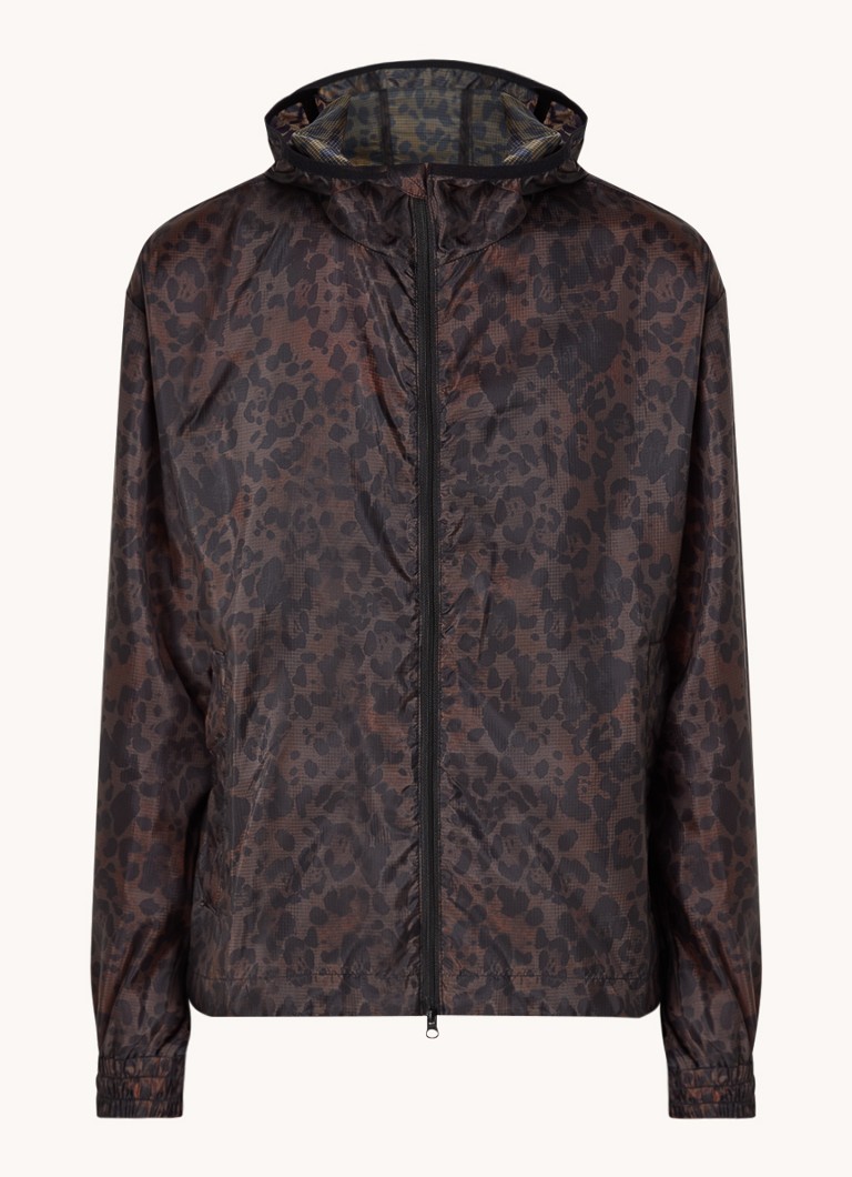STRONGER Ripstop windbreaker with leopard print and hood