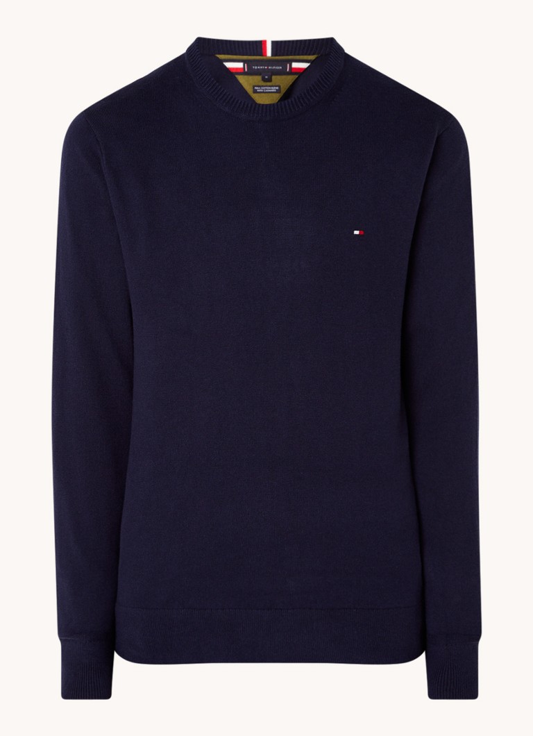 Tommy Hilfiger Fine-knit cashmere blend pullover with logo embroidery