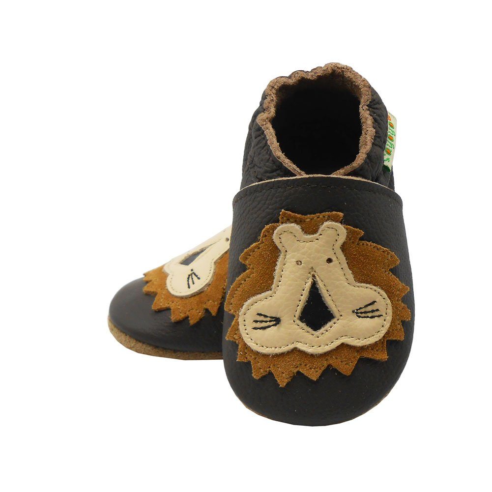 Yalion Weiche Leder Krabbelschuhe Lauflernschuhe Hausschuhe Lederpuschen Löwe 100% Leder Lauflernschuh