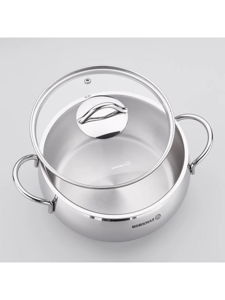 Korkmaz Tombik Kochtopf 16 cm | 1,8 Liter - Für alle Herdarten geeignet in Silber günstig kaufen 16 cm