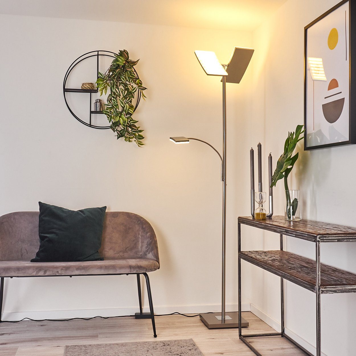 hofstein Stehlampe LED Steh Boden Leuchte RGB Farbwechsler Wohn Schlaf Raum Beleuchtung