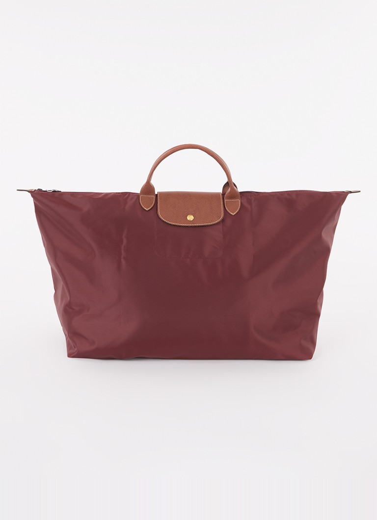 Geantă Longchamp Le Pliage Original, mărimea M, cu detalii din piele.