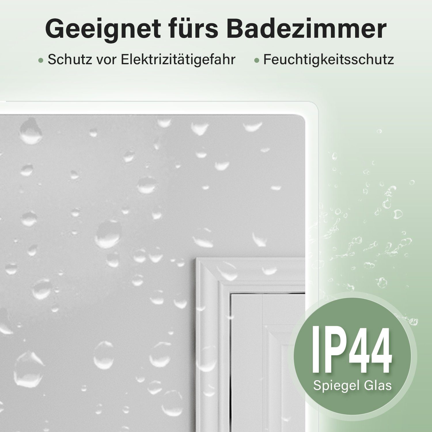 SONNI Badspiegel Badezimmerspiegel, mit Beleuchtung, 60×40 cm, Wandschalter, LED Badspiegel, Badspiegel, Lichtspiegel IP44