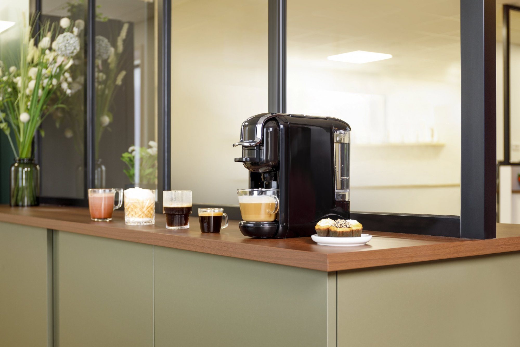 SCHNEIDER Kaffeepadmaschine 19 Bar Druck, Espresso, für Nespresso Dolce-Gusto Pads & gemahlenen Kaffee