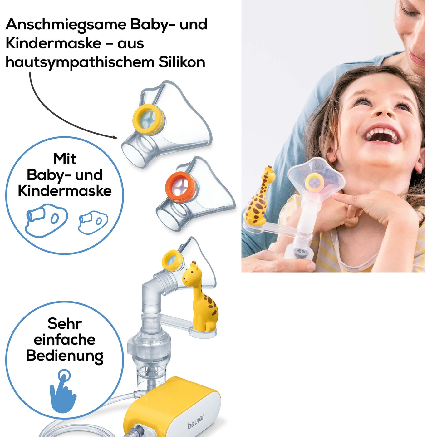 Beurer Inhalator IH 58 Kids-Kinder Inhalator mit Kompressor-Drucklufttechnologie - klein & ideal auf Reisen