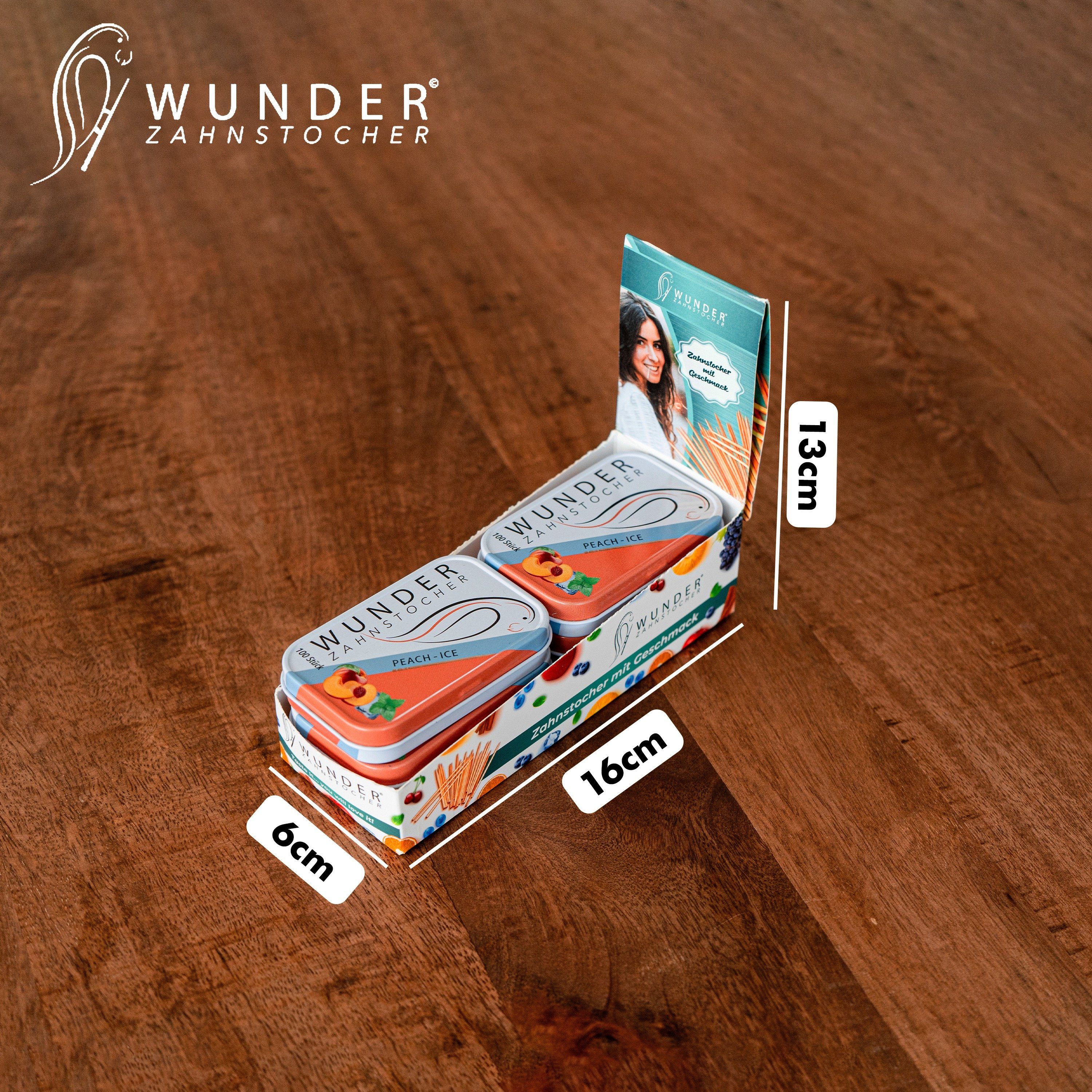 Wunder Zahnstocher Mundpflegecenter Wunder Zahnstocher Display 6er Pack Pfirsich/Ice