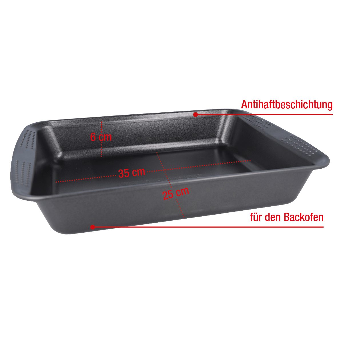 EUROHOME Auflaufform Ofenform hitzebeständig Kuchenform 35 cm mit Antihaftbeschichtung, Karbonstahl, Ofen Backform ofenfest rechteckig