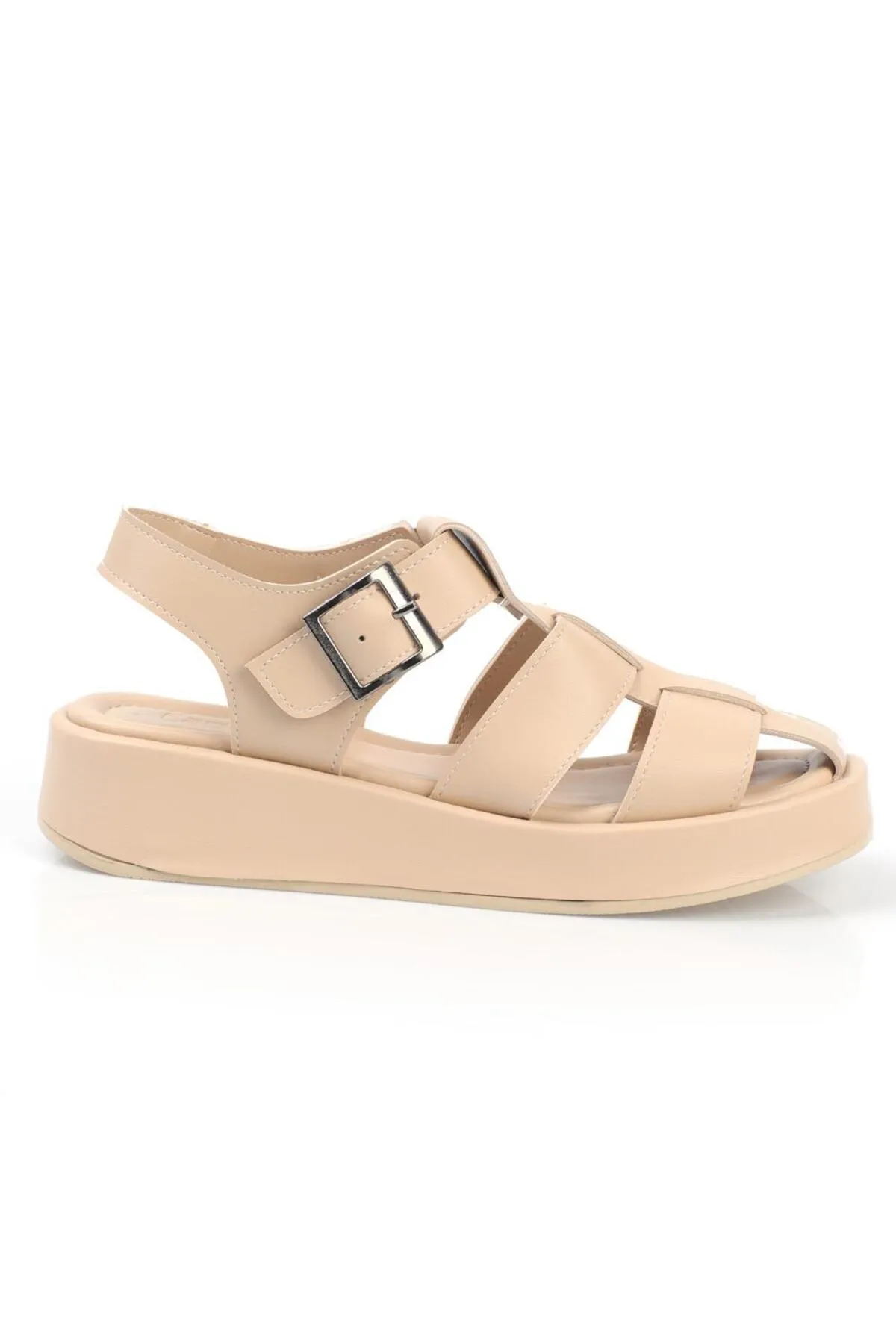Capone Outfitters  Capone Gladiator Riemchen-Keilabsatz Beige Damen-Flatform-Sandalen