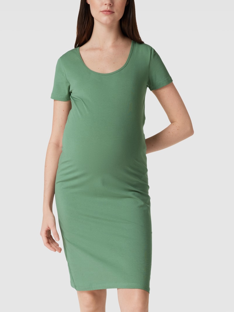 Knielanges Umstands-Kleid mit Rundhalsausschnitt in lindgrün